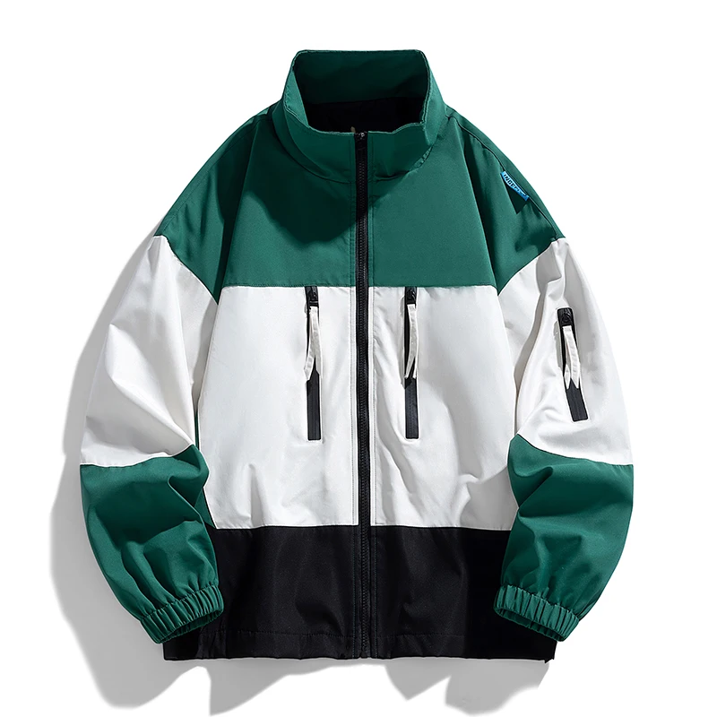 ​Mens Windbreaker Jacket Casual Loose Fit Workwear Color Block Hooded Coat Unisex Outdoor Riding Cycling Spring Autumn​