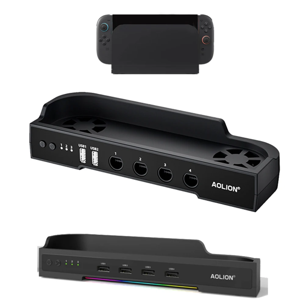 For Switch 2 Cooling Fan Base Wall Mount Game Console Base Radiator with RGB Light Portable Heat Sink for Switch 2 Accessories