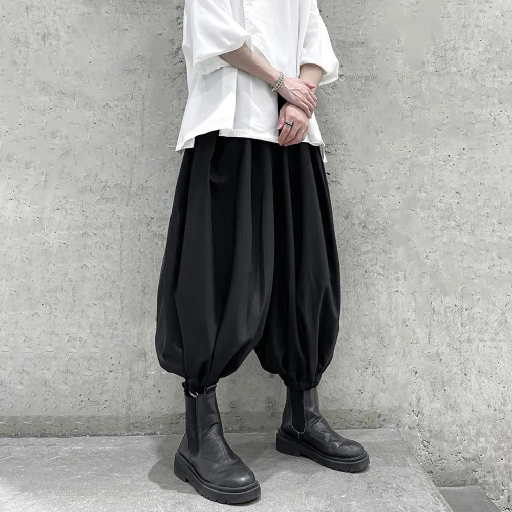 

Mens Dark Style Japanese Casual Bloomers Genderless 2024 New Fashion Personality Loose Streetwear Eight-Point Harem Pants Unisex