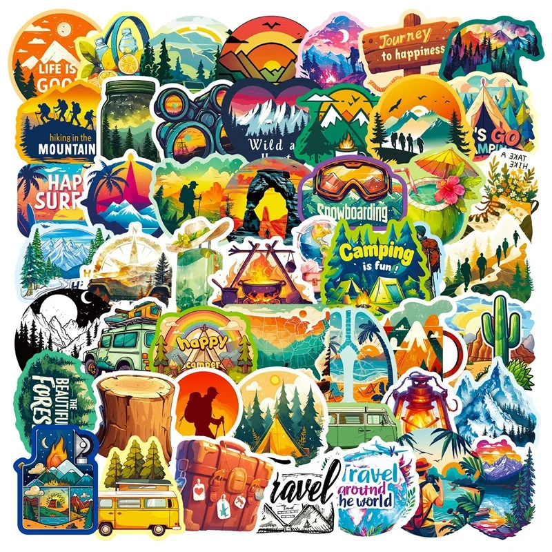 

50PCS Explore Travel PVC Sticker Aesthetic Children's Stationery Hand Accounting Tools Decoration Scrapbooking Supplies for Kids