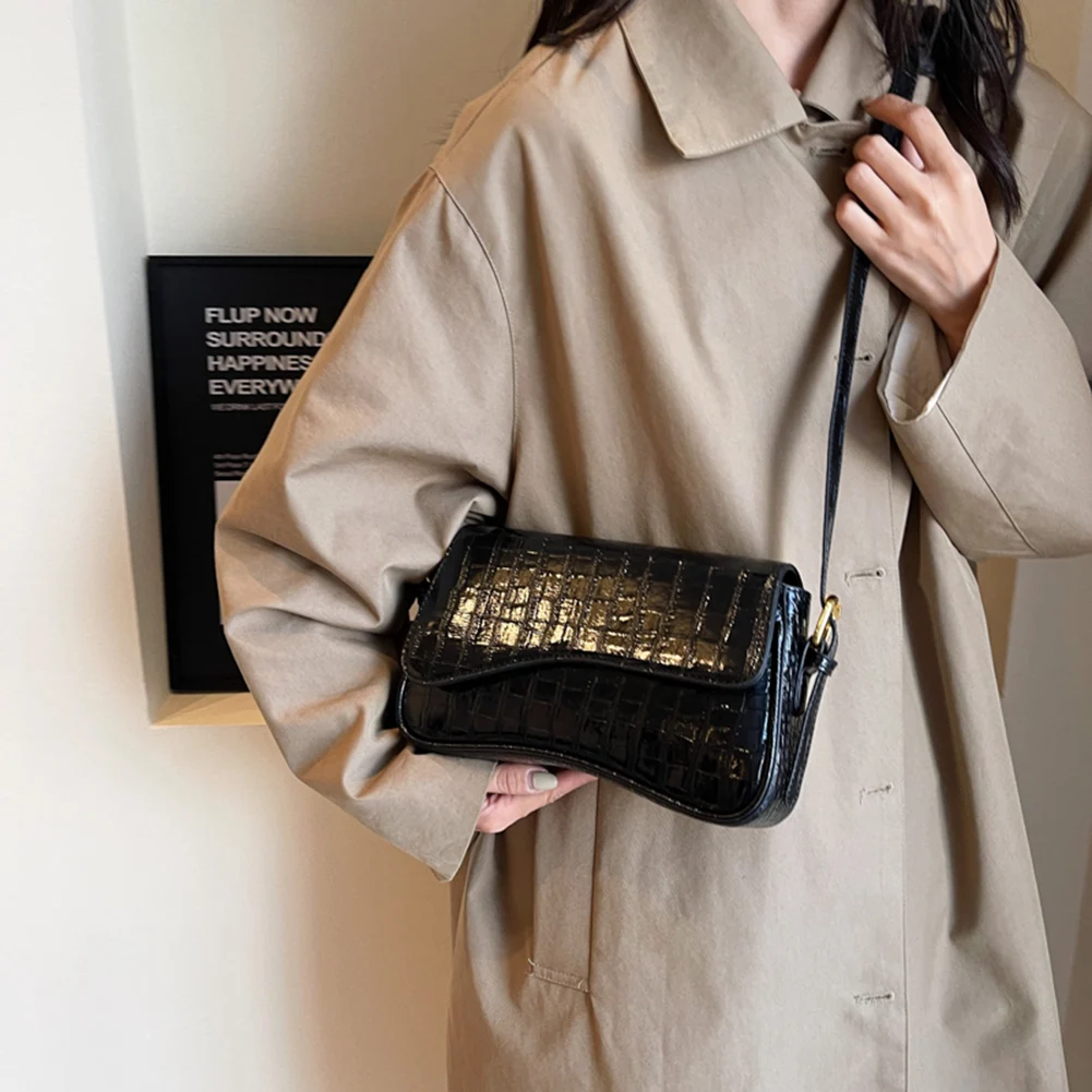 PU Leather Women Single Shoulder Bag Solid Color Vintage Satchel