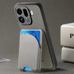 Premium 2 - in - 1 Detachable Leather Wallet Case with Magnetic Back Cover - OPPO Find X9s Pro (GRAY)