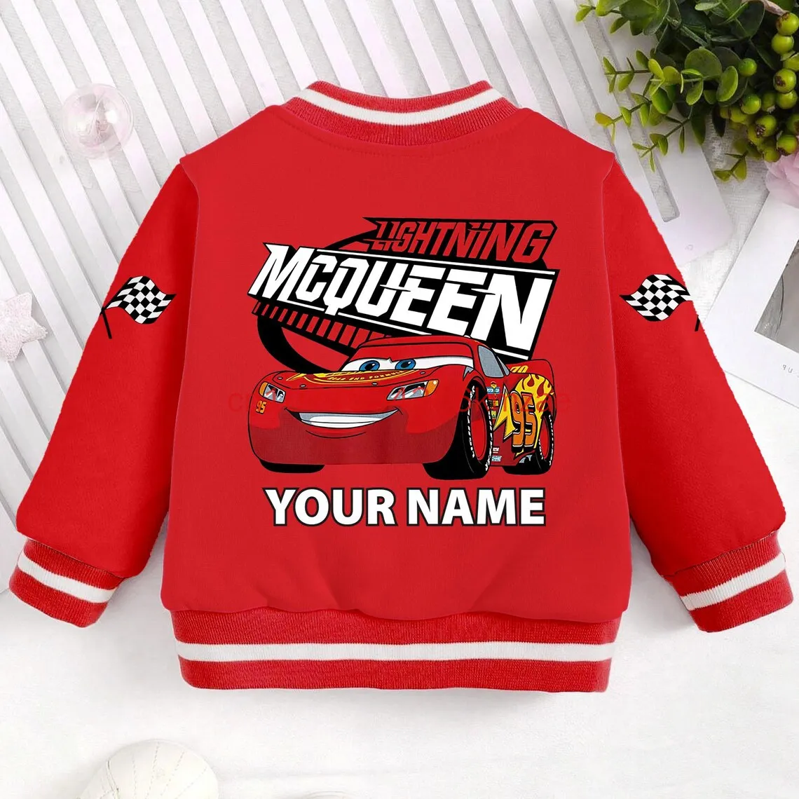 New Name Lightning McQueen Car Kids and Youth Baseball JacketAutumn Baseball Uniform Academy Cardigan Jacket Kids Clothes