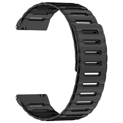 Silicone Magnetic Sports Band Bracelet - 20/22mm Adjustable Strap - 20mm (Black)