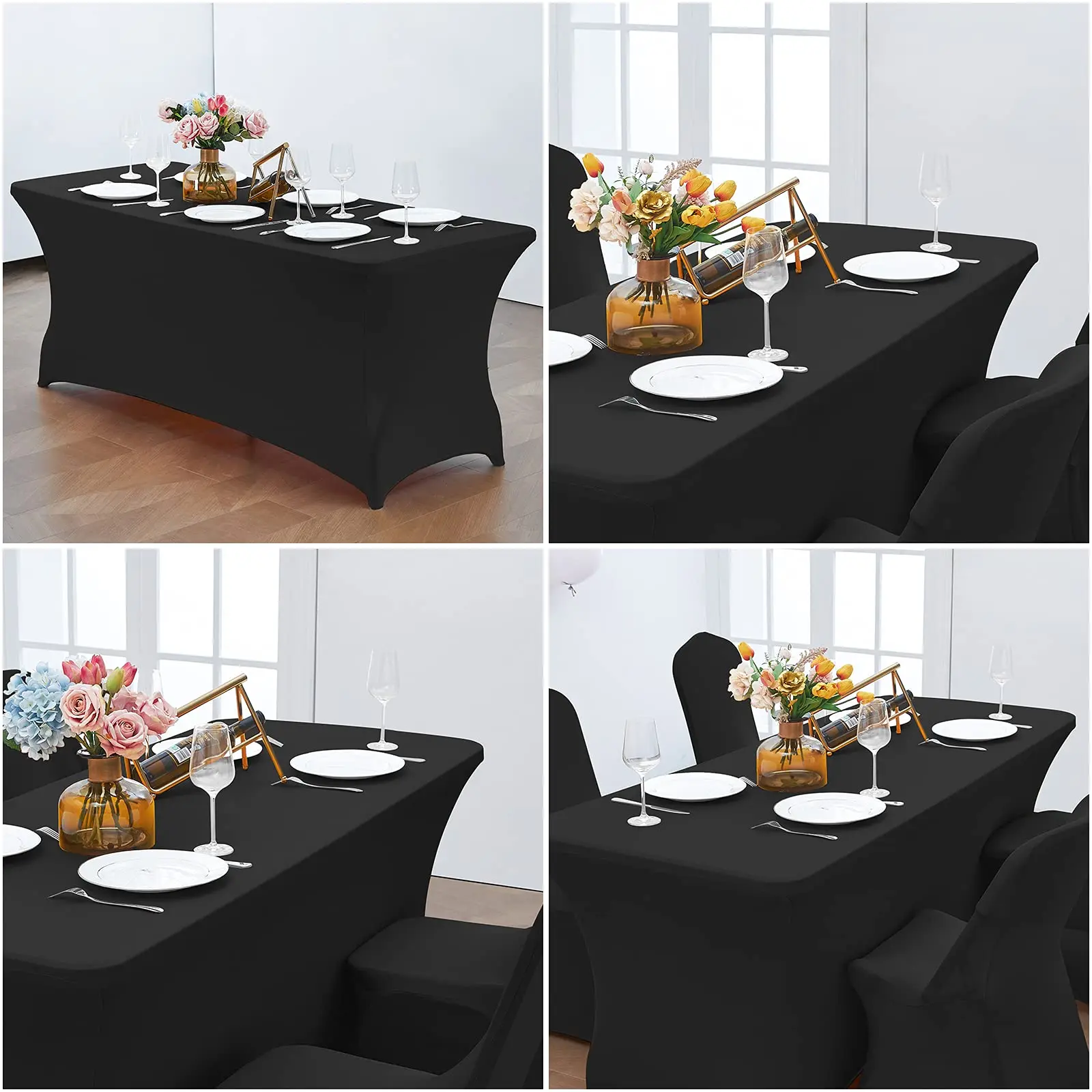 1Pc Spandex Table Cover for 6FT/4FT Table Universal Fitted Stretch Tablecloth for Party, Banquet, Wedding and Events 5