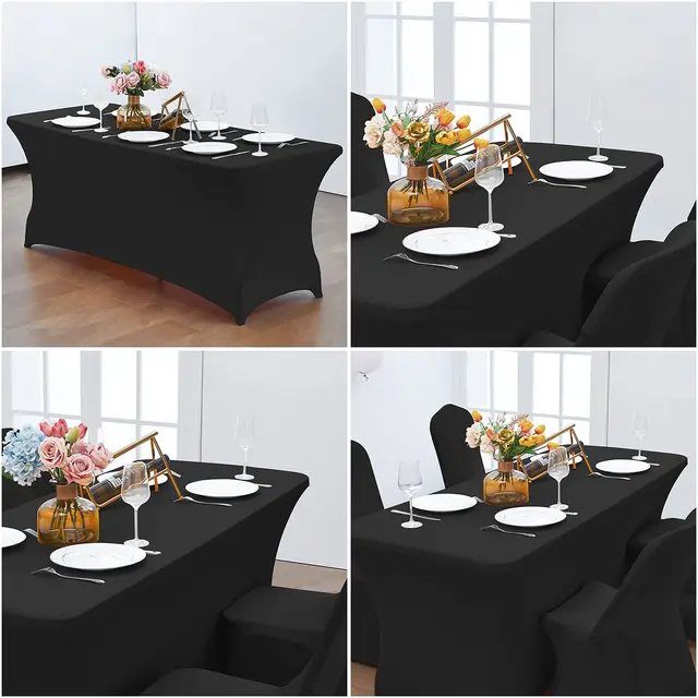 Couverture de Table en Spandex pour Table de 6 pieds/4 pieds, nappe extensible universelle ajustée pour fête, Banquet, mariage et événements, 1 pièce 5