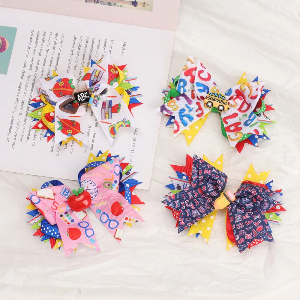 

Oaoleer New 5.5Inch Pencil Back to School Hair Bow With Clip For Girls Kids Pencil Hair Clips Hairpins Students Hair Accessories