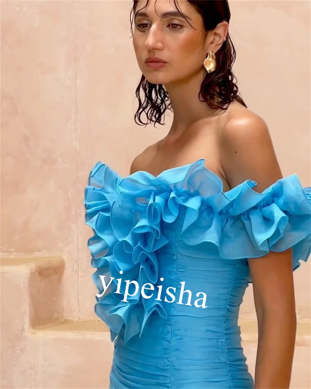 Customized Off-Shoulder Mini Graduation Dress Front View