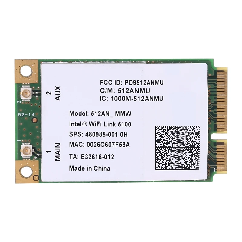 

WiFi Link 5100 AGN 300M Wireless Card 2.4G + 5G Dual Band Mini PCI-E Interface Web Card for CQ40 CQ45 6520S 6530S 8730W P9JB