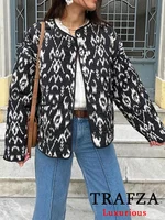 TRAFZA Casual Leopard Print Oversized Jackets Women Long Sleeve O Neck Buttons Coats Fashion 2024 Autumn Winter Female Outwears 1