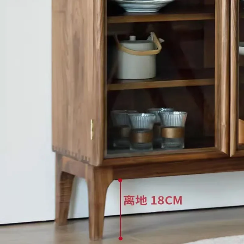 Kitchen Wooden Sideboard Modern Side Board Cabinet Aesthetic Room Auxiliary Table et Wheel Storage Display Furniture