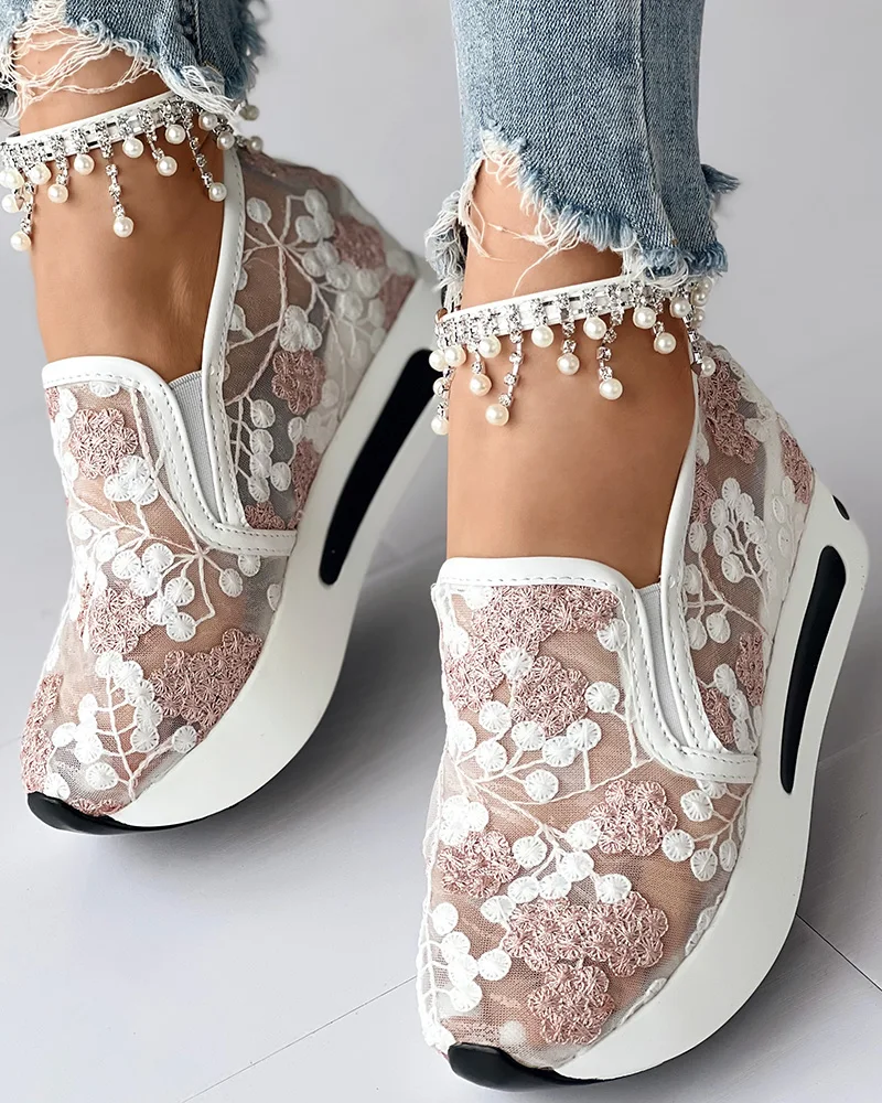 Rhinestone Rivet Textured Platform Sneakers – FanFreakz