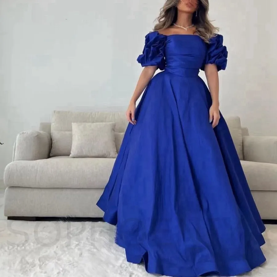 

AsaNagi Royal Blue Long evening Dresses Short Sleeve Party Dress Abendkleider 2023 Dubai Robes De Soirée Ball Gowns