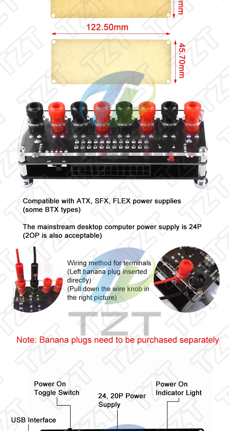 TZT Desktop Chassis Netzteil ATX Adapter Board Takeout Board Outlet Modul Netzteil Ausgang Terminal Modul Zubehör – Detail 3