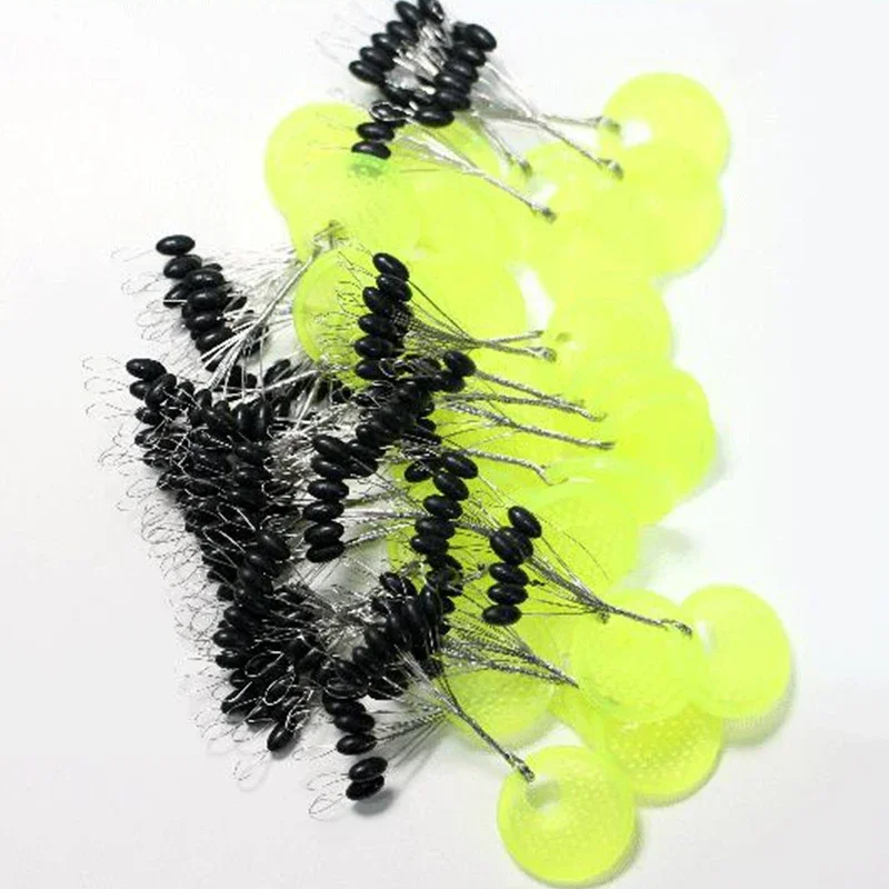10 Group Rubber Silicon Space Bean Sea Carp Fly Fishing Black Rubber Oval Stopper Fishing Float Bobber 60pcs fishing float