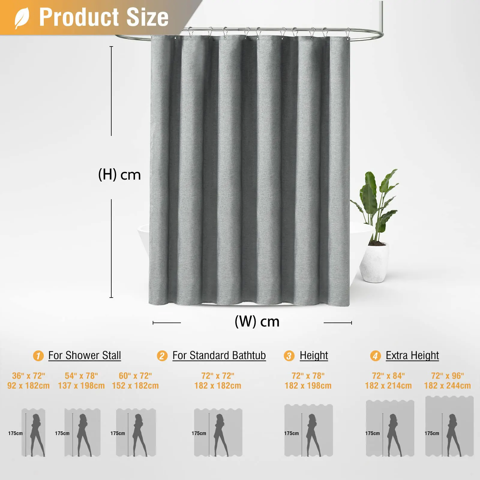 K Water shower curtain elegant thicken grey imitation linen polyester curtains waterproof for bathroom with hooks Japanese 220cm shower curtains