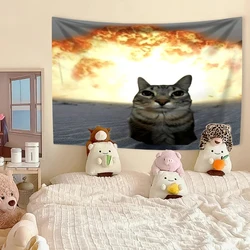Kawaii Cat Meme Tapestry - Whimsical Animal Wall Art for Home Decor & Festive Gifts (7)