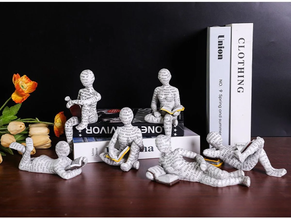 Nordische Buchliebhaber-Statue – Lesende Person, Kunstharz-Skulptur für Bücherregal-Dekoration, Arbeitszimmer, Schreibtisch-Ornament, minimalistisches Basteldekor – Detail 9