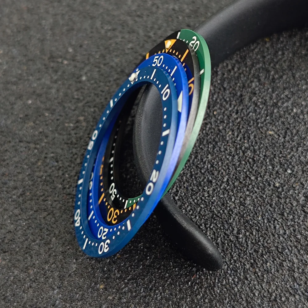 Blue-Green Luminous Ceramic Watch Bezel Insert - Flat Design