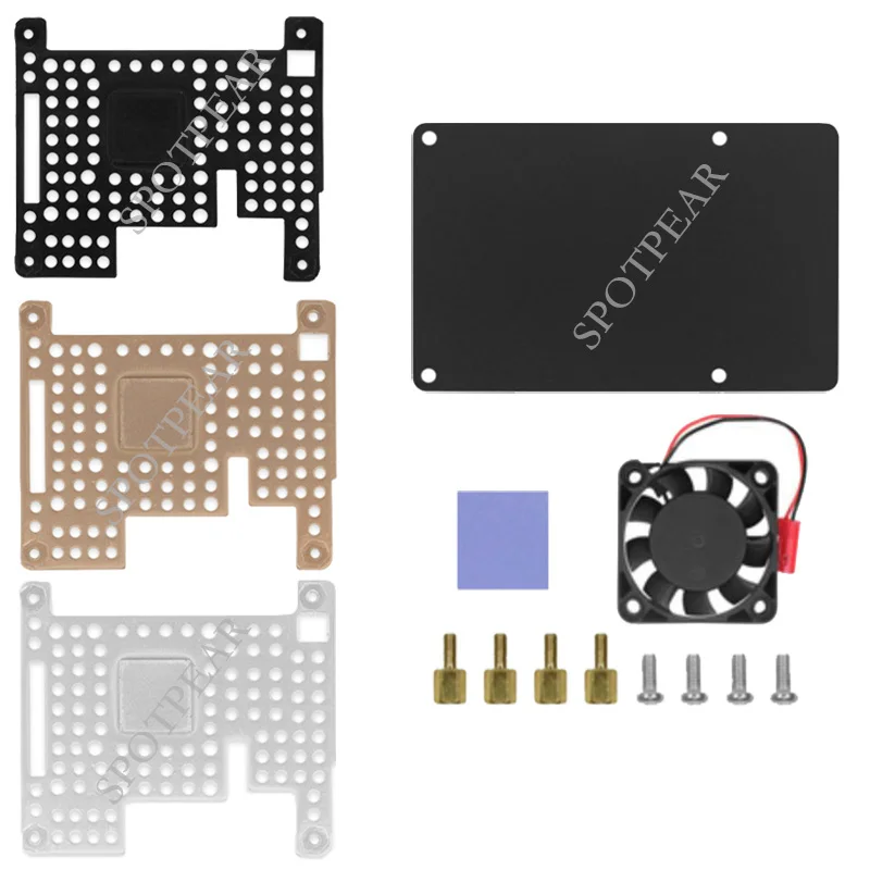 

Raspberry Pi 4B/3B+ aluminum alloy bracket acrylic bottom shell fan radiator