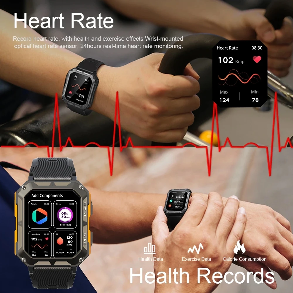 ChiBear ߿ Smartwatch  ȭ IP68  380mAh   1.83 ġ HD ȭ  ð  Ʈ ġ