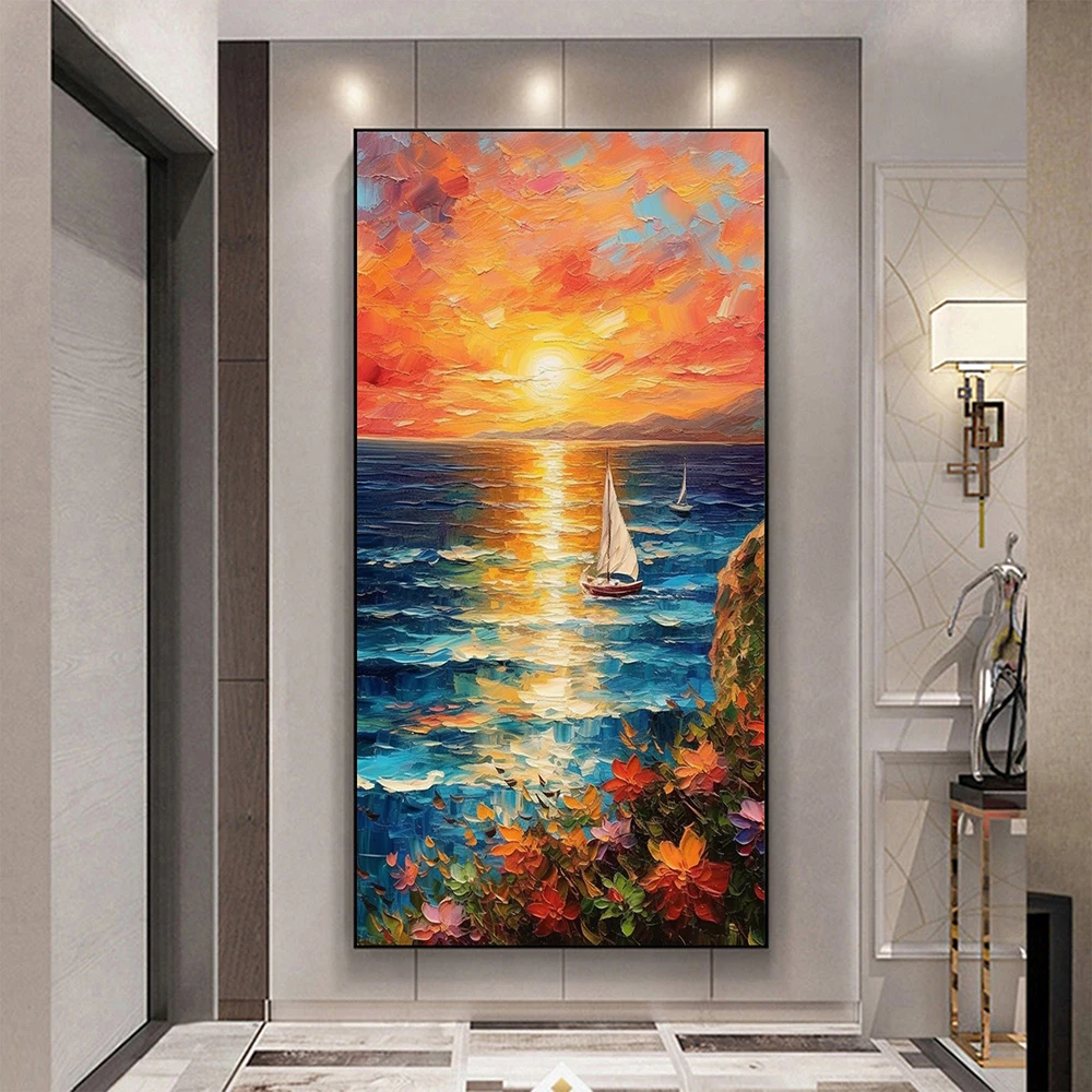

Hand Painted Oil Painting Large Landscape Oil Painting Canvas Original Flower Scenery Room Decor Bedroom Wall Living room Decor