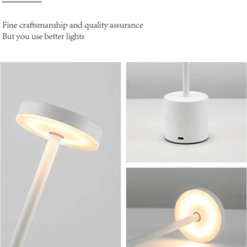 LED Touch Desk Lamp Rechargeable Metal Table Lights 3 Color Dimmable Bedside Modern Style Bedroom Bar Dinner Decor Lighting 4