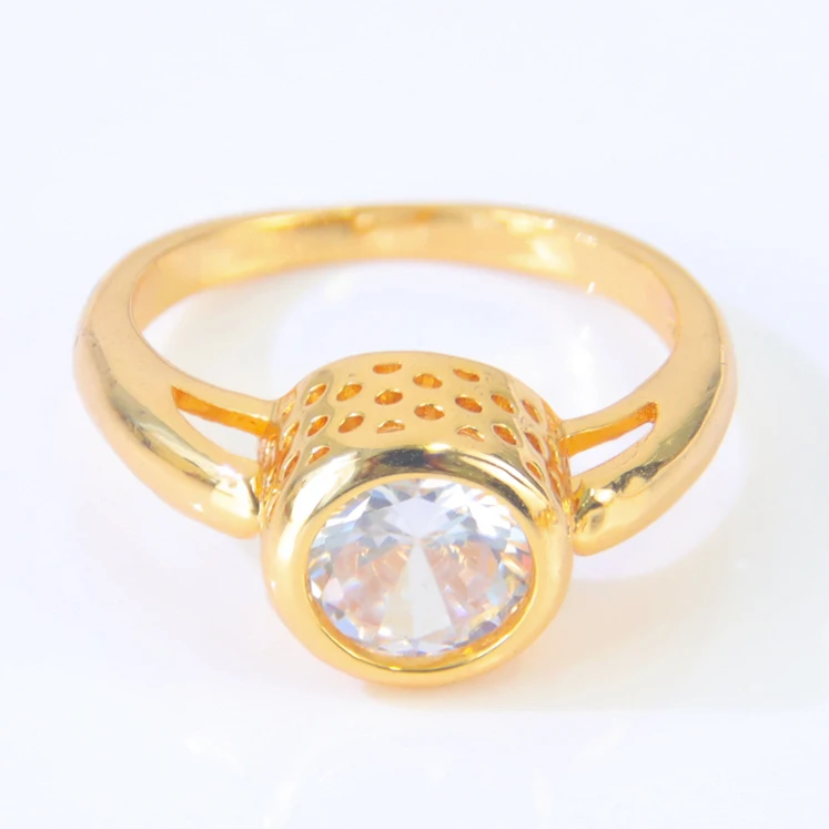 Dubai Mode Zirkonia-Ringe 21k Vergoldet Italienischer Vintage-Verlobungsring Arabischer Damen Brautschmuck – Detail 17