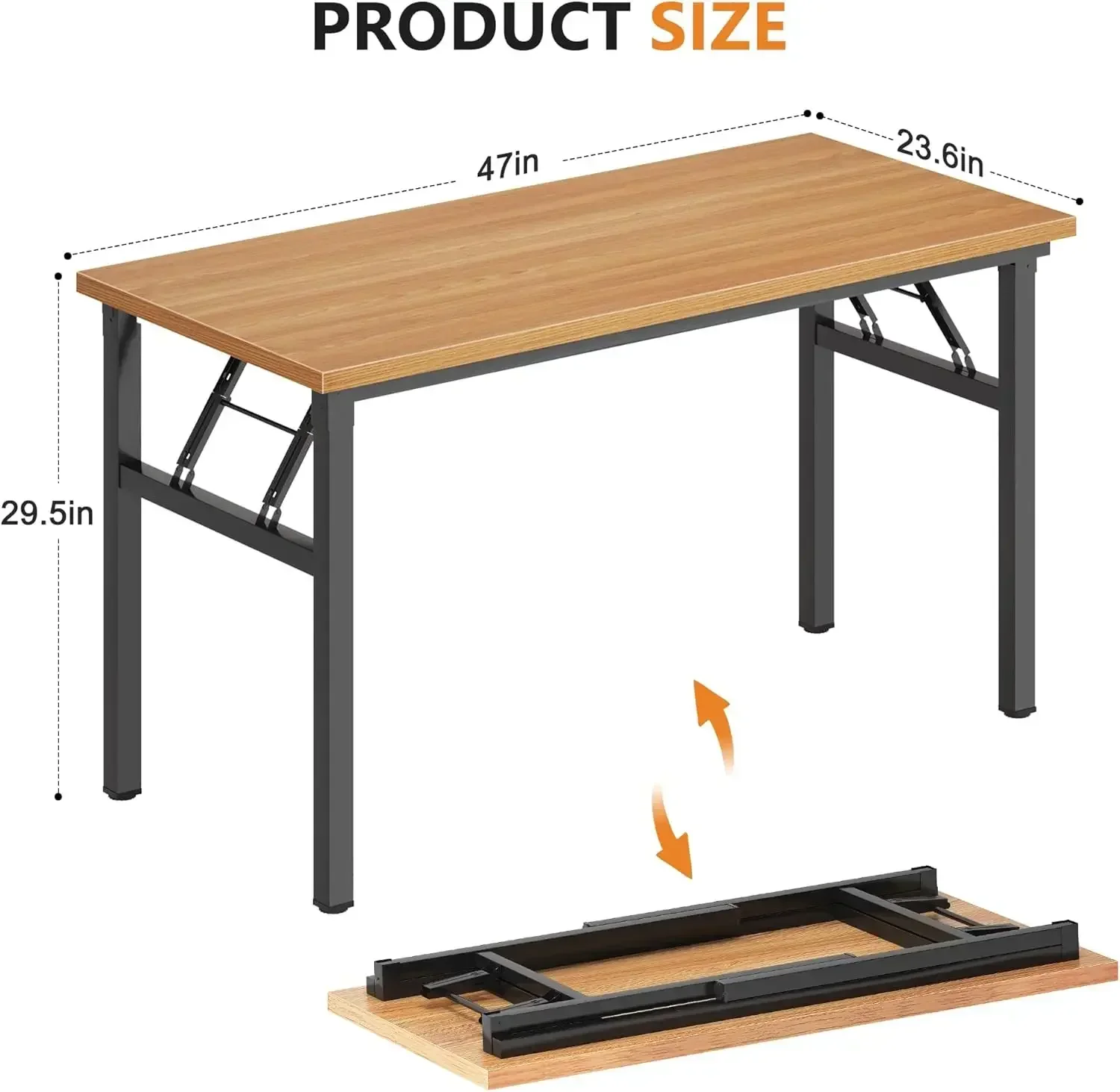 New2025-47 inches Folding Table Computer Desk Portable ActivityTable Conference Table Home Office Desk,Fully Assembled Teak