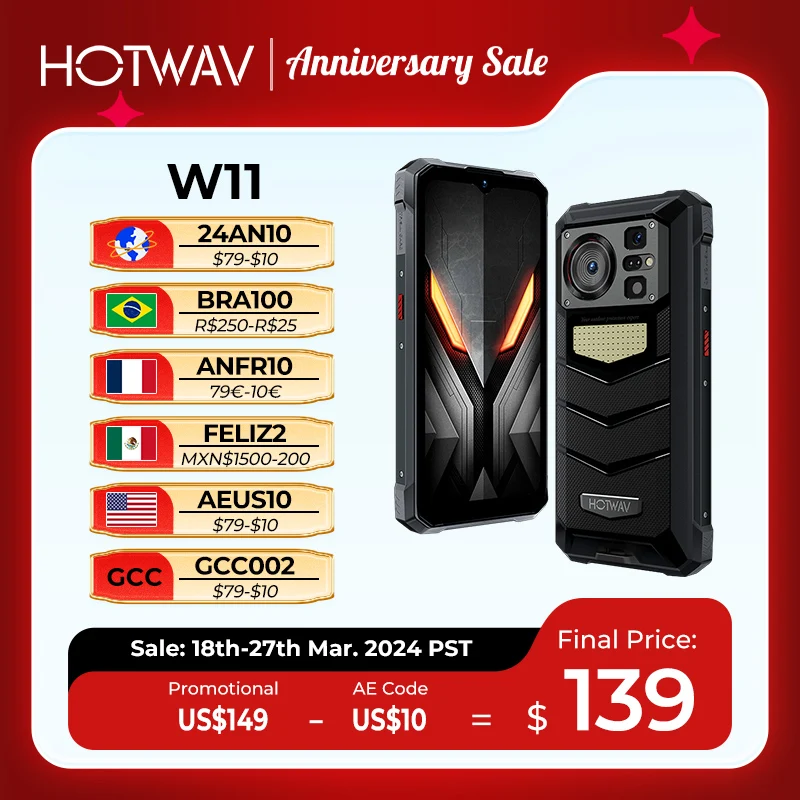Фото Смартфон HOTWAV W11 прочный, 6,6 лм, 20800 дюйма, FHD +, мАч, 24 МП, режим ночного видения, 33 Вт, быстрая зарядка №1