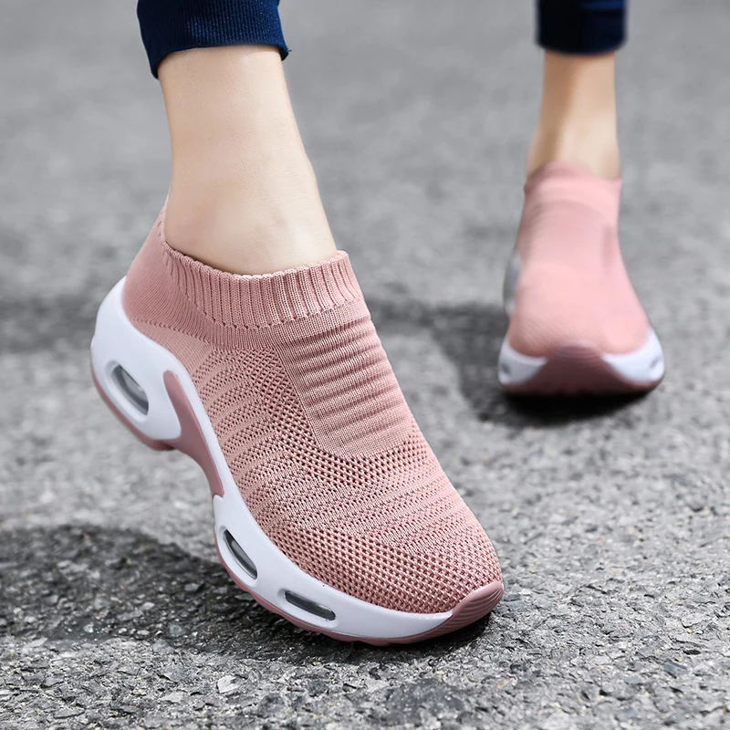 RUNSUN DAILY Womens Walking Shoes  Fashion Sock Shoes Air Cushion Run Shoes Breathable Slip-On Sneakers