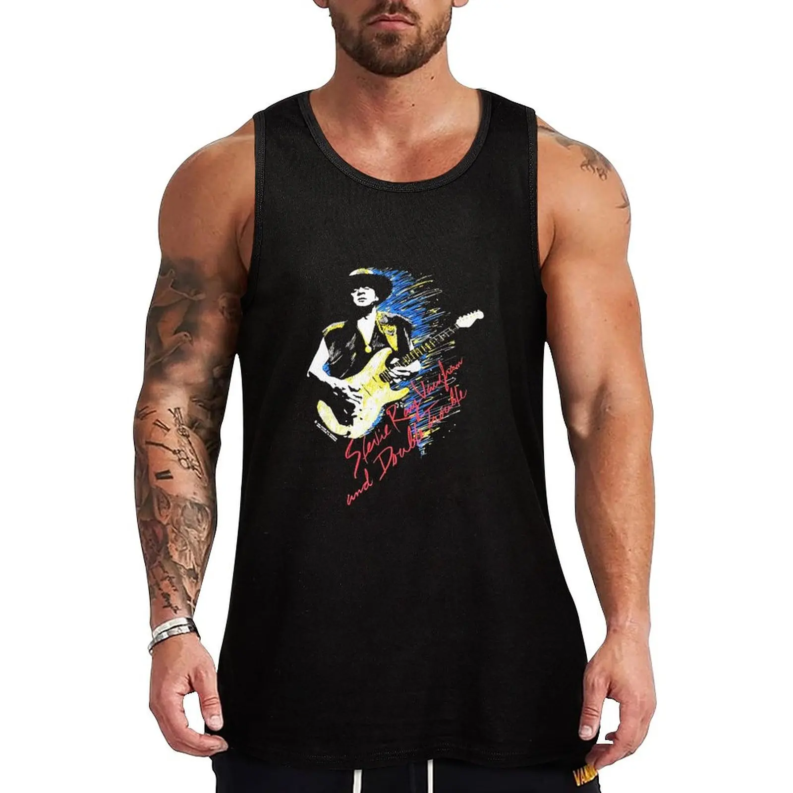

SRV Stevie Ray Vaughan In Step Final Tour before death double Tank Top sports suits bodybuilding for men