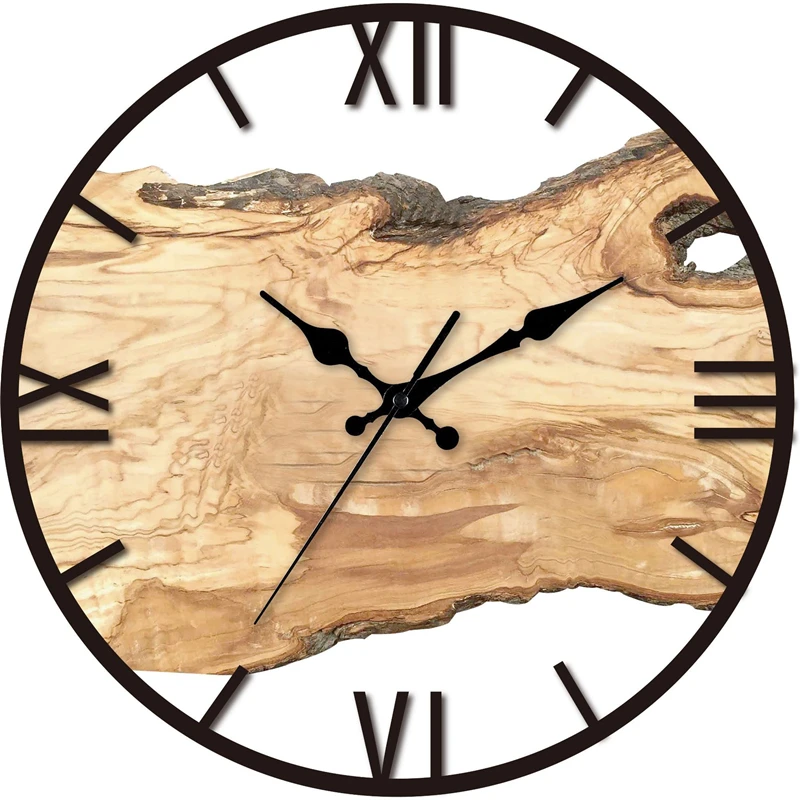 AcrylicWoodGrainWallClockBriefHomeHangingClocksMinimalist