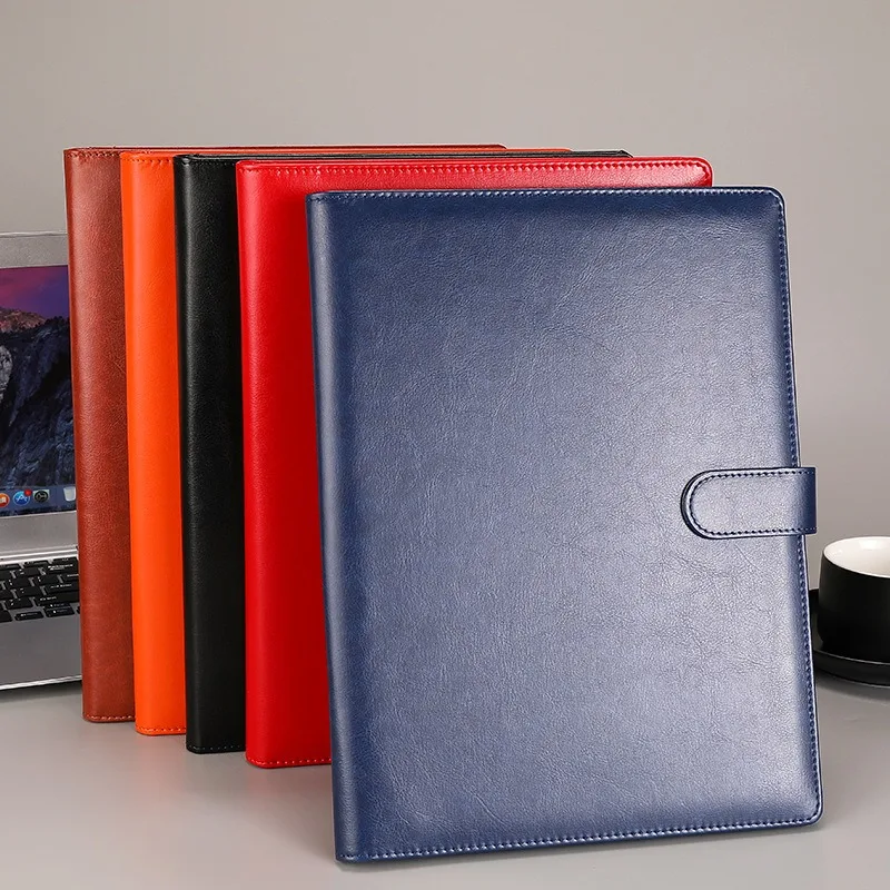 Sleek Black Leather Padfolio with Clipboard and Document Organizer