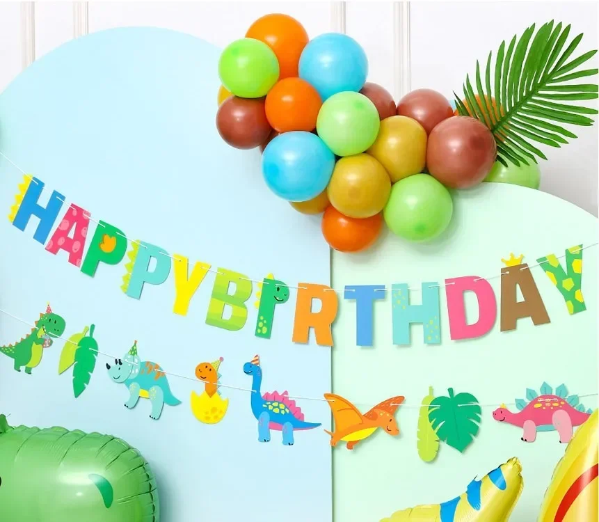 

Cartoon Dinosaur Birthday Banner Dino Theme Birthday Party Garlands Kids Boys Girls Happy Dinosaur Birthday Party Banners