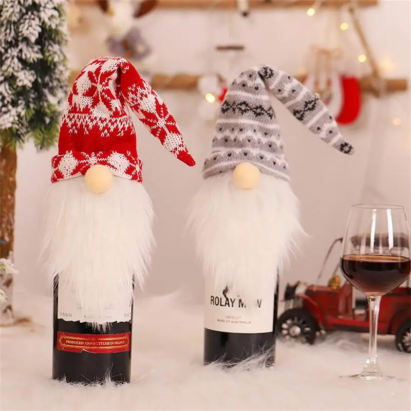 Christmas Wine Bottle Cover Decor 4-1pc Santa Claus Dustproof Bottle Bag Lovely Creative Home Party Xmas Party Table Decor Gifts