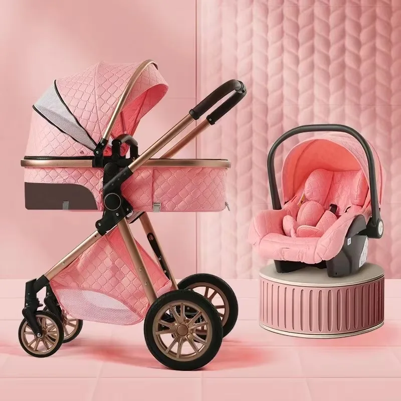 3-in-1 baby Stroller Adjustable Carrycot Infant Car Seats Lightweight Folding Two-way Shock-absorbing High Landscape