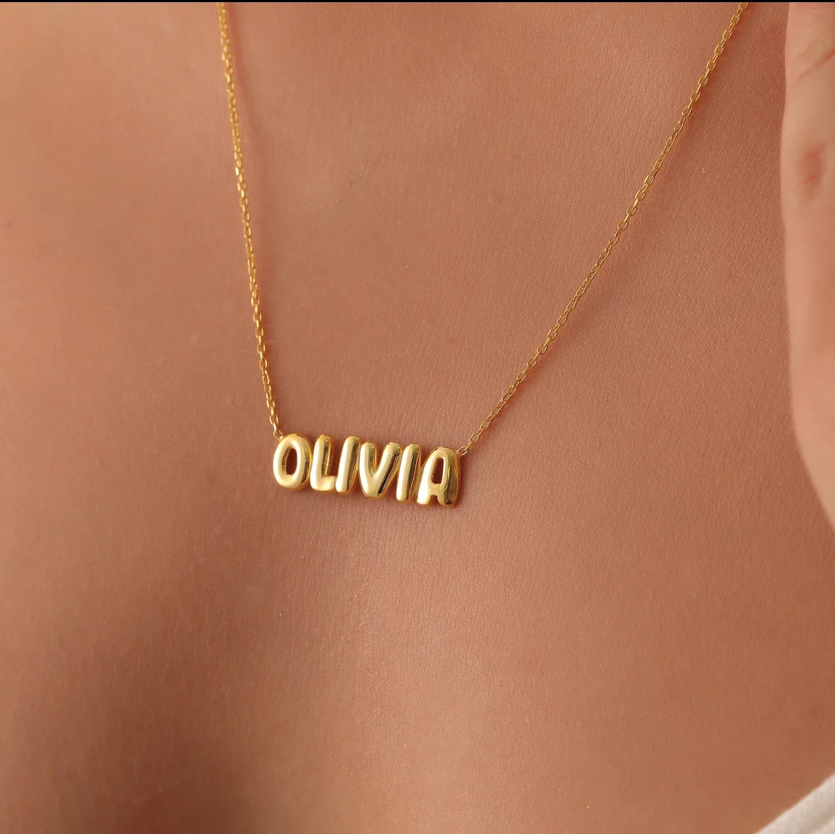DUOYING Custom Bubble Name Necklace Personalized 3D Balloon Puff Letter Necklace S925 Silver Nameplate Female Jewelry