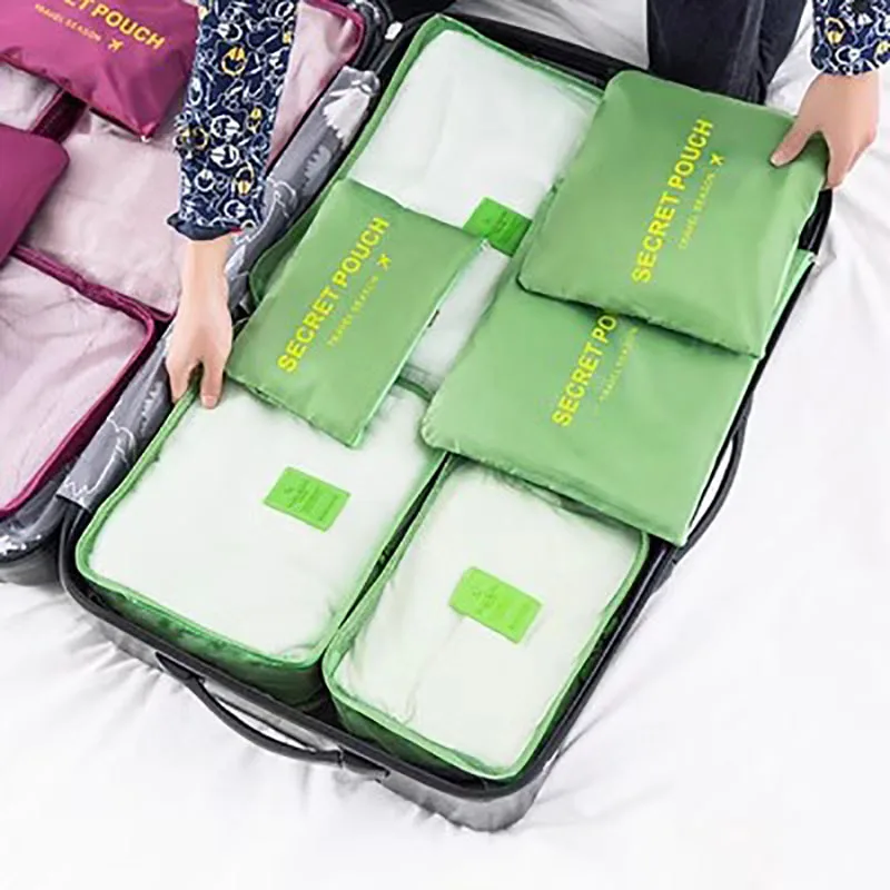 Travel Organizer Storage Bags Set, Fashion Suitcase, Packing Clothes, Shoe Storage Cases, Portable Luggage Makeup Bag, 6Pcs