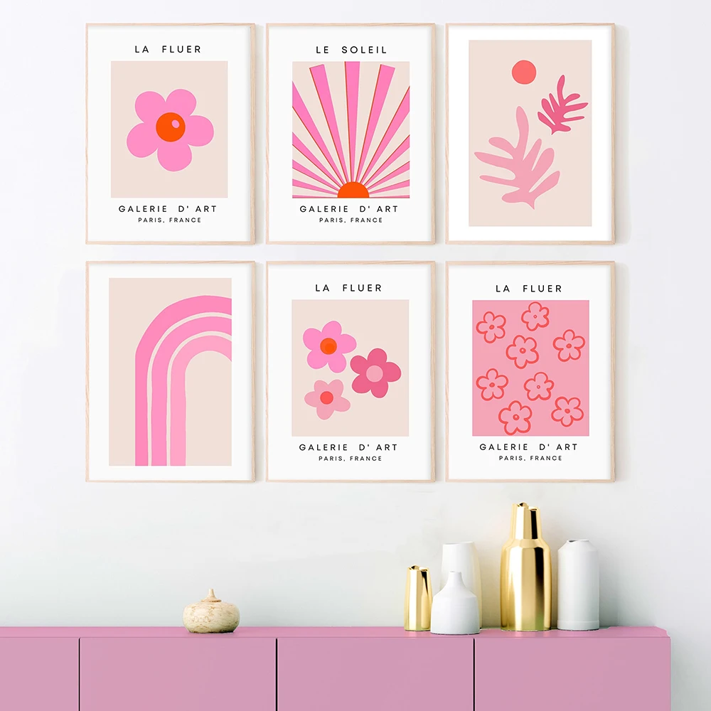 

Pink Orange Matisse Flower Rainbow Aesthetic Wall Art Canvas Painting Preppy Posters And Prints Pictures For Living Room Decor