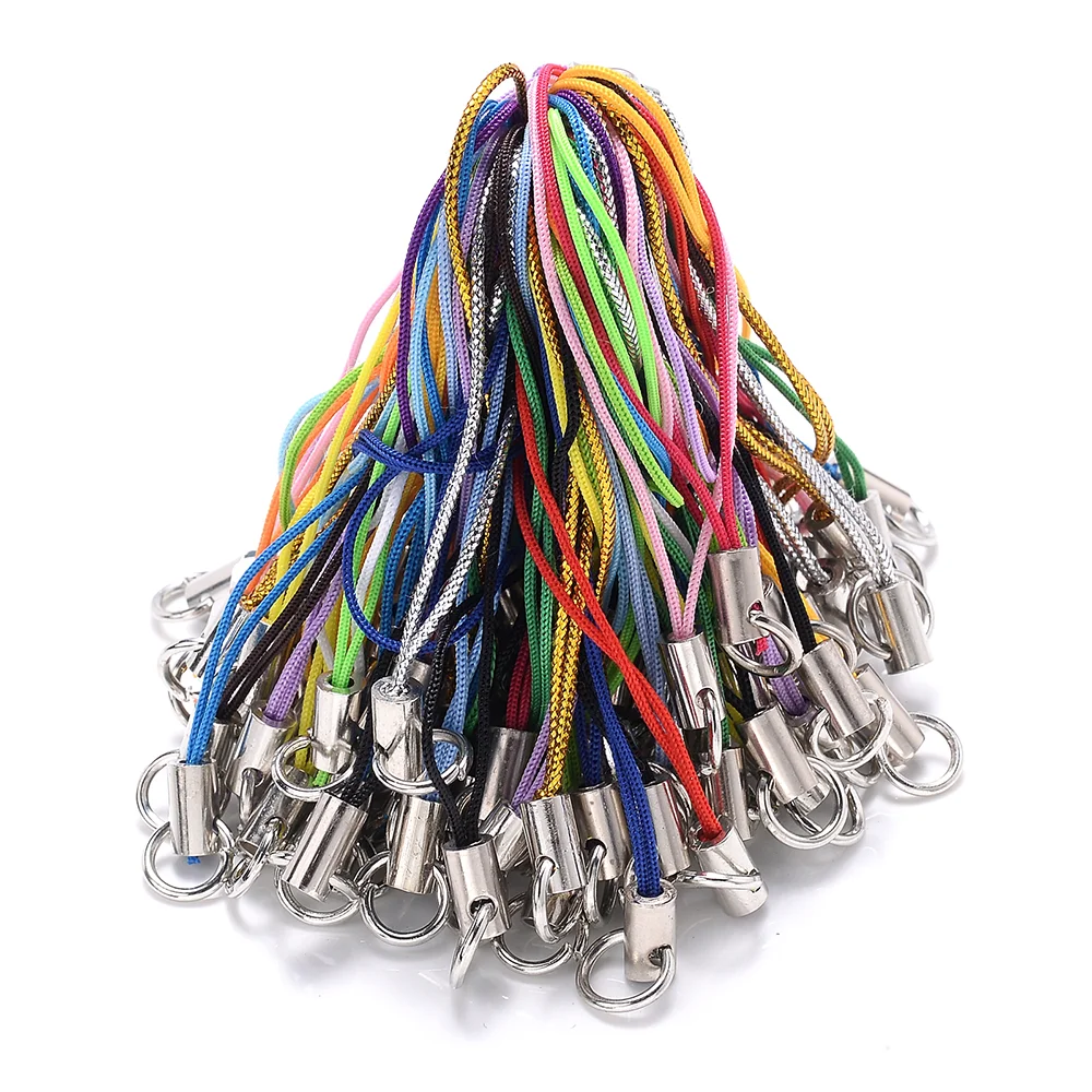 50/100Pcs 매는 밧줄 올가미 스트랩 코드 점프 링 로프 키 체인 후크 모바일 세트 매력 Diy 가방 장난감 펜던트 열쇠 고리 액세서리
