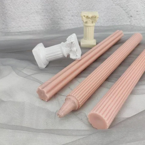 

1PC Long Pole Stripe Candle Mold Soap Making Large Cylinder Rib Church Party Handmade Clay Candle Making Mold Wedding Supplies