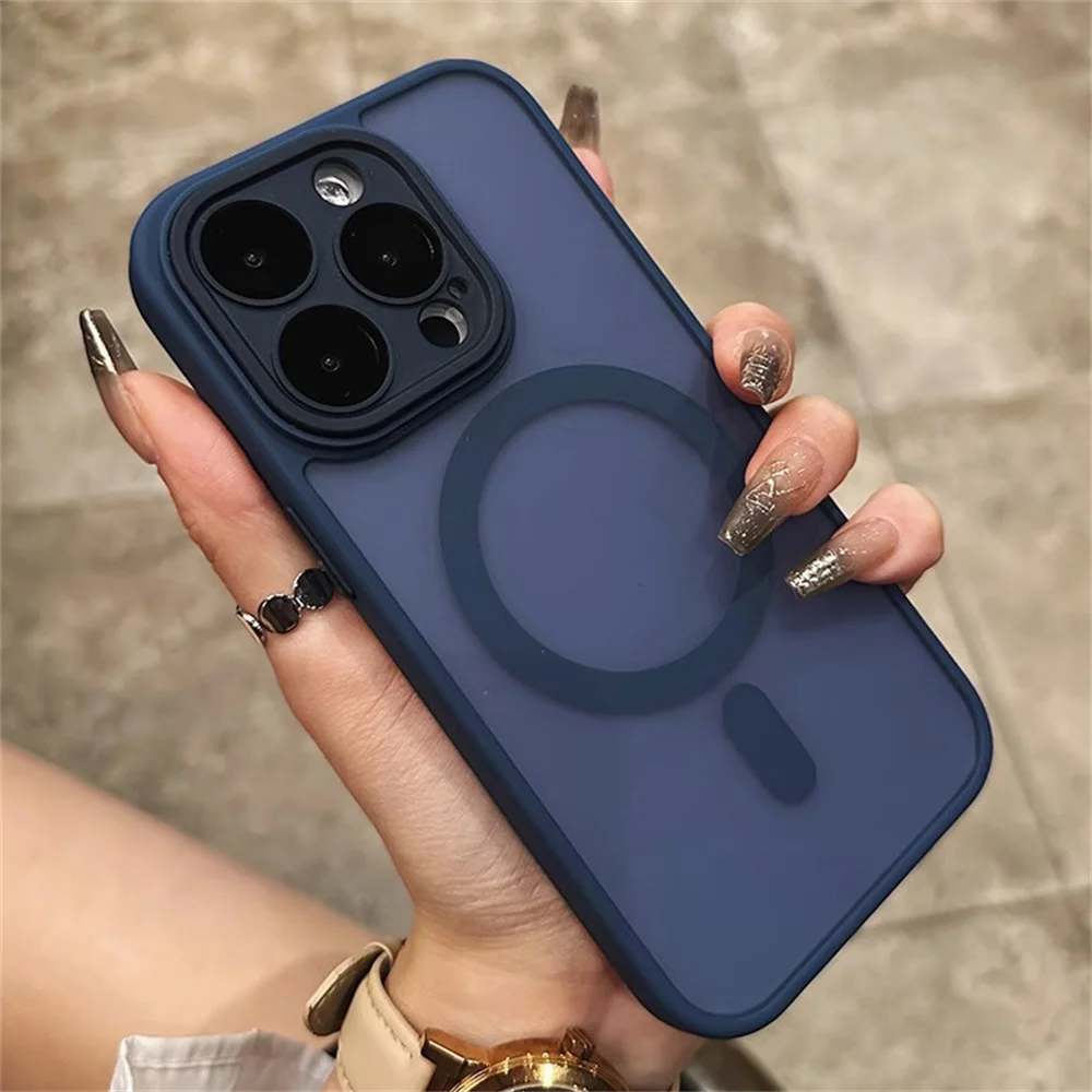 Luxury Matte Armor Magnetic Wireless Charging Case - Shockproof Hard Cover