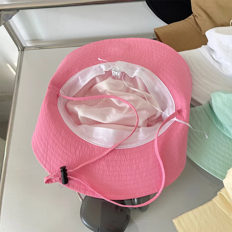 Bow Embroidery Women Quick Dry Bucket Hat Summer Outdoor Hiking camping Panama Caps Wide Brim Fordable Sunscreen Basin Hats