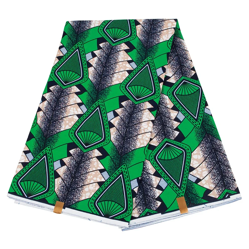Ankara African green Geometric printed cotton wax printing Guaranteed Wax Patchwork Cotton Tissu High Quality for Dress