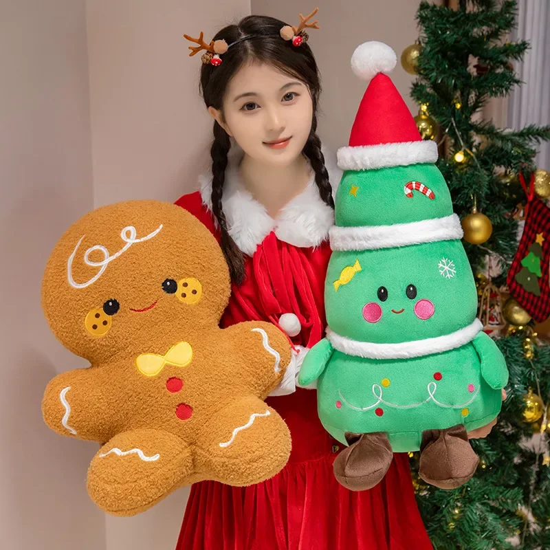 Wholesale Lovely Christmas Series Plush Toys Cute Santa Claus Christmas tree Gingerbread man Reindeer Snowman Grandma Doll Gift