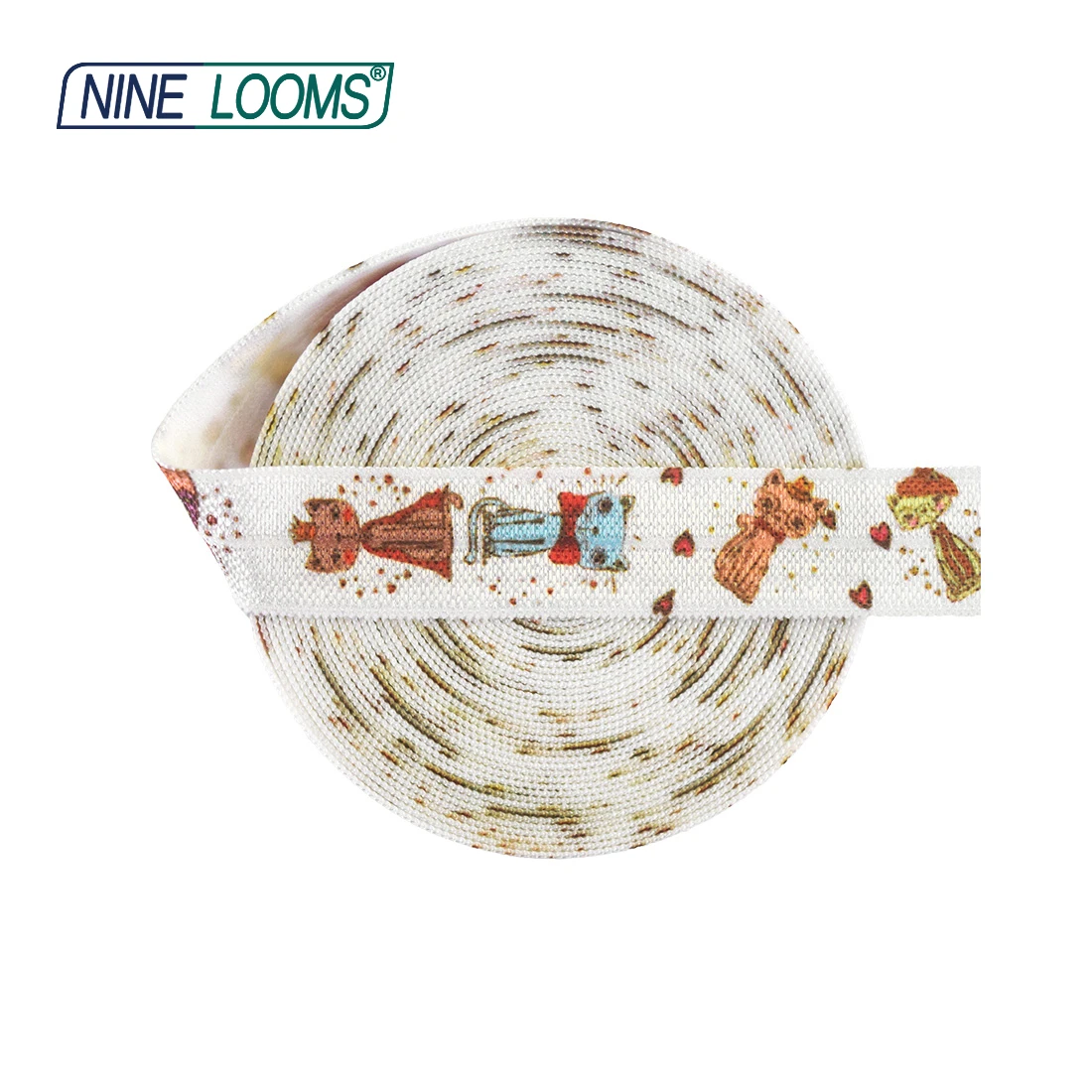 Neun Webstühle drucken Falte über elastischen Feind 5/8 "15mm Einhorn Hund Katze Schmetterling Cartoon Spandex Band Haar gummi Näh besatz 2 5 10 Yard – Detail 16