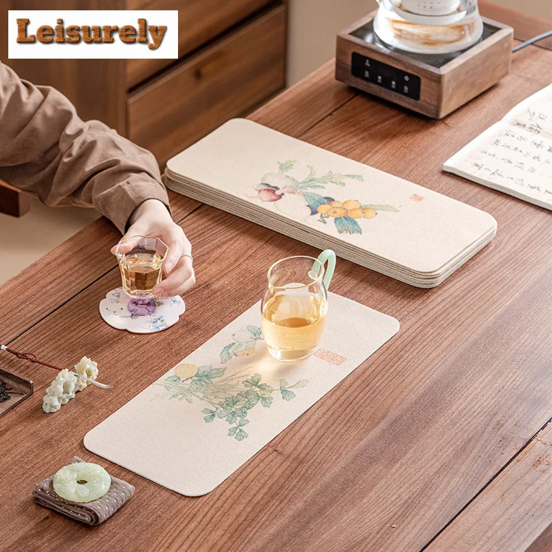 Miscellaneous Vegetables Rectangle Tea Table Mats Luxury Drink Coaster Household Dinner Table Cloth Mat Tea Ceremony Ornaments