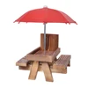 Wooden Squirrel Feeder Bird Squirrel Feeder Creative Pet Dining Table With Bench Hanging Feeding Table Mini Umbrella Ornament 5