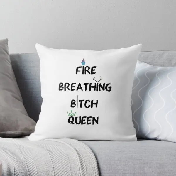 

Throne Of Glass Fire Breathing B Tch Q Printing Throw Pillow Cover Wedding Decor Car Throw Square Pillows not include One Side